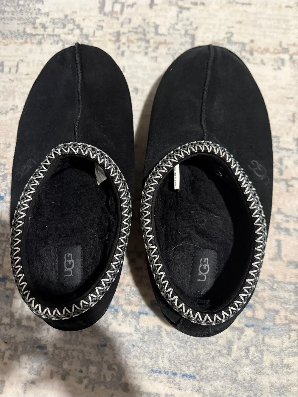 UGG Black Suede Slip-On Moccasin with Contrast Stitching